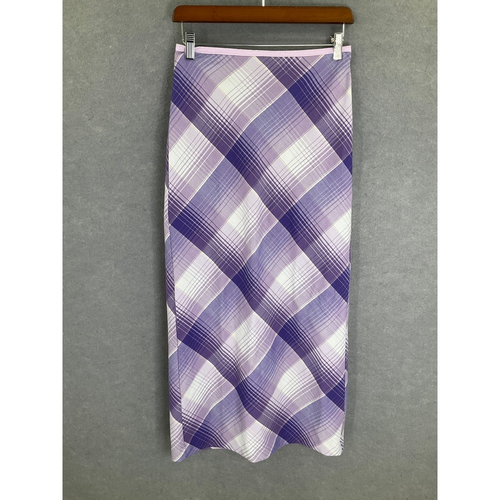 Urban Outfitters Purple‎ Plaid Midi Pencil Skirt Sz XS Preppy 90s Style Academia